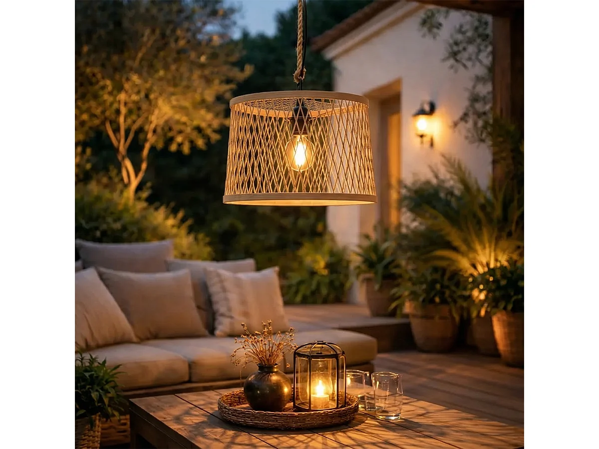 Suspension d'extérieur rustique en rotin 40 cm - Calamus