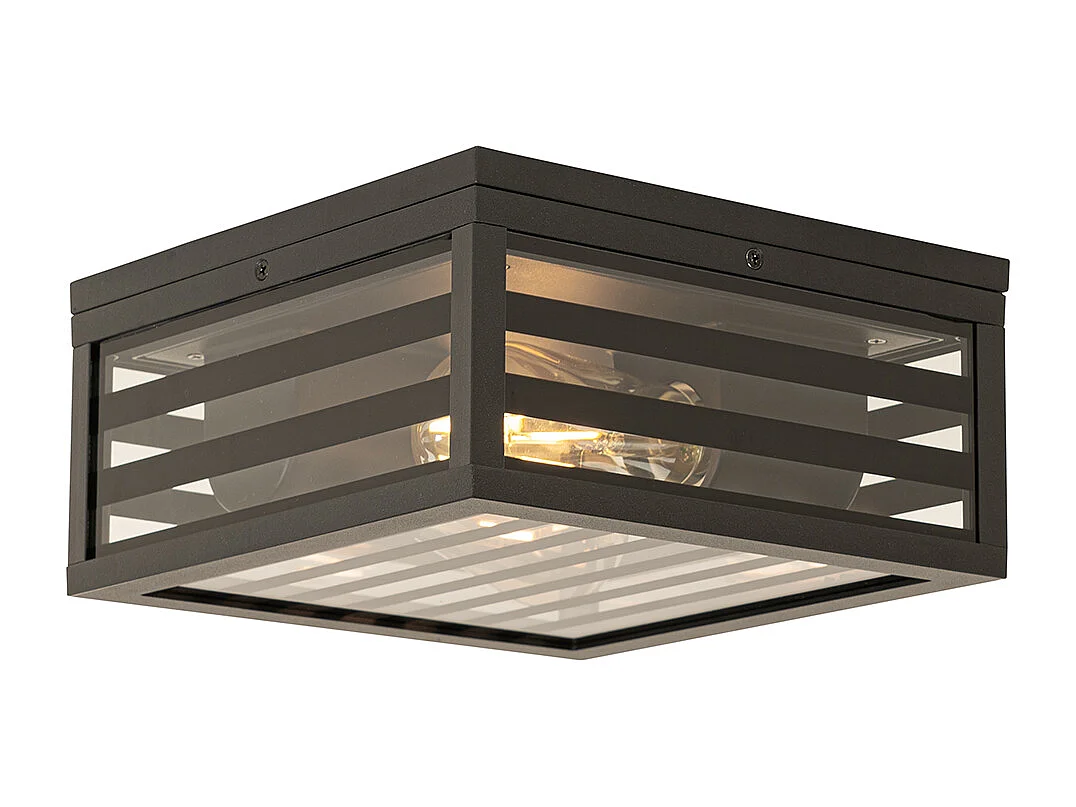 Plafonnier d'extérieur moderne verre noir 2 lumières IP44 - Reims