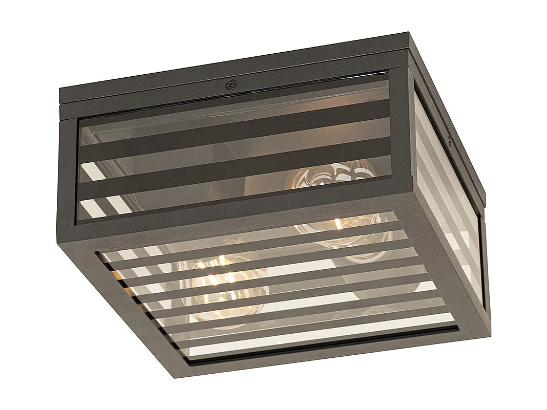 Plafonnier extérieur moderne en verre noir 2 lumières IP44 - Reims