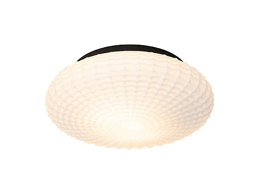 Plafonnier classique noir avec verre opale 35 cm IP44 - Nohmi