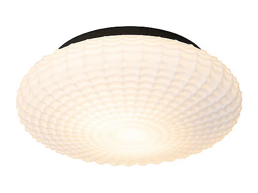 Plafonnier classique noir avec verre opale 35 cm IP44 - Nohmi