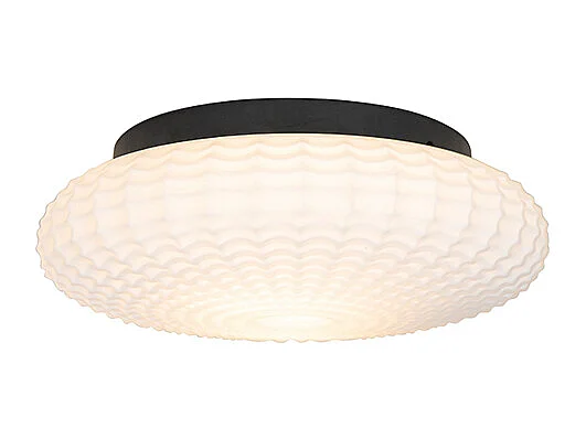 Plafonnier classique noir avec verre opale 35 cm IP44 - Nohmi
