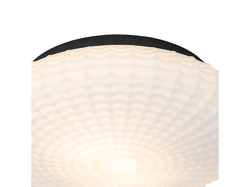 Plafonnier classique noir avec verre opale 35 cm IP44 - Nohmi