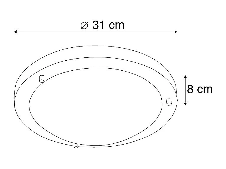 Plafonnier intelligent acier 31 cm avec WiFi A60 IP44 - Yuma