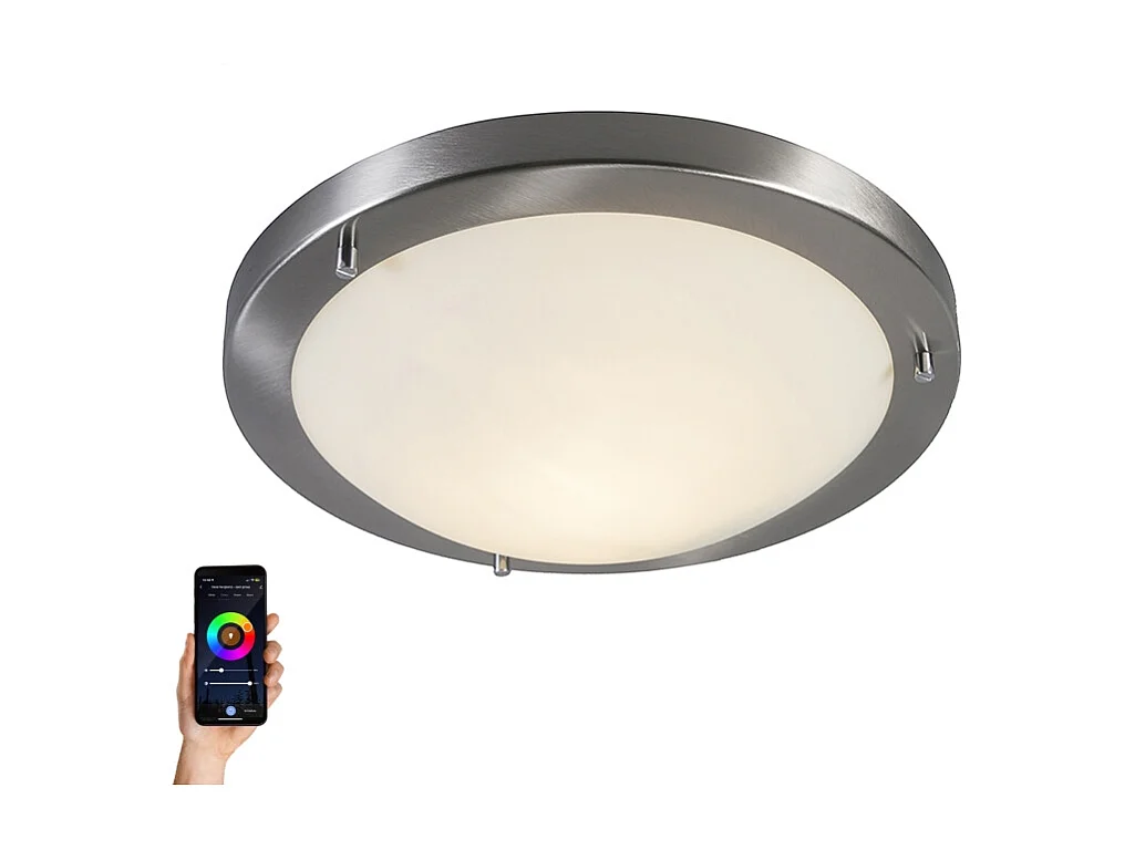Plafonnier intelligent en acier 31 cm avec WiFi A60 IP44 - Yuma