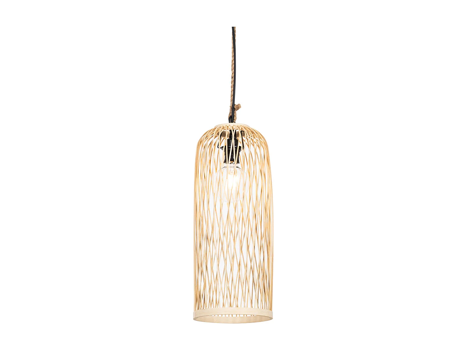 Lampe suspendue d'extérieur rurale en rotin 25 cm - Calamus