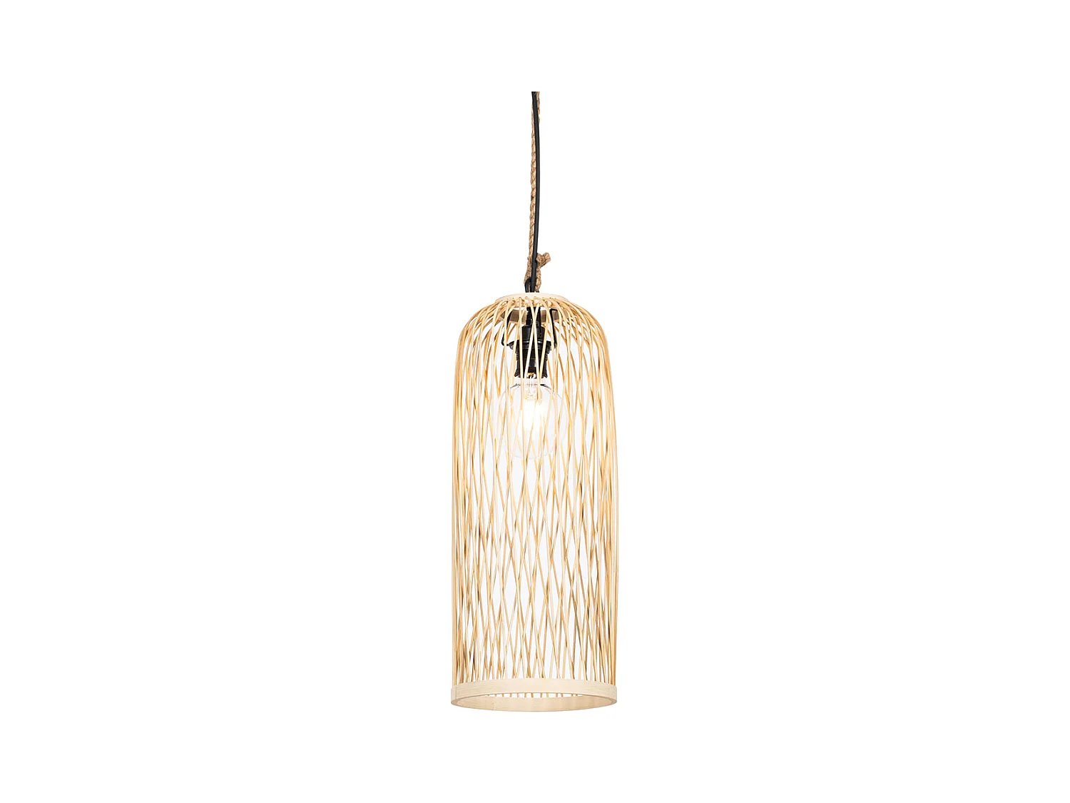 Lampe suspendue d'extérieur rurale en rotin 25 cm - Calamus