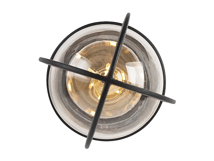 Plafonnier d'extérieur Country noir avec verre IP44 - Elza