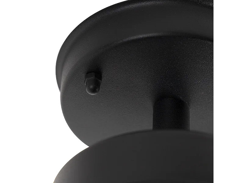 Plafonnier d'extérieur Country noir avec verre IP44 - Elza