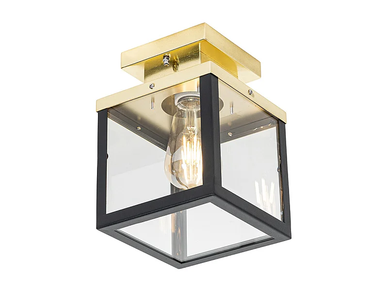 Plafonnier d'extérieur industriel noir et doré - Rotterdam