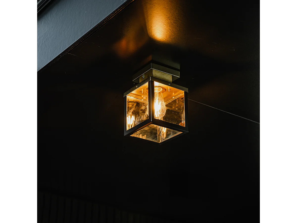 Plafonnier d'extérieur industriel noir et doré - Rotterdam