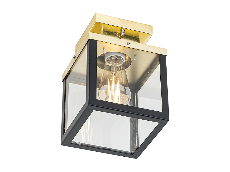 Plafonnier d'extérieur industriel noir et doré - Rotterdam