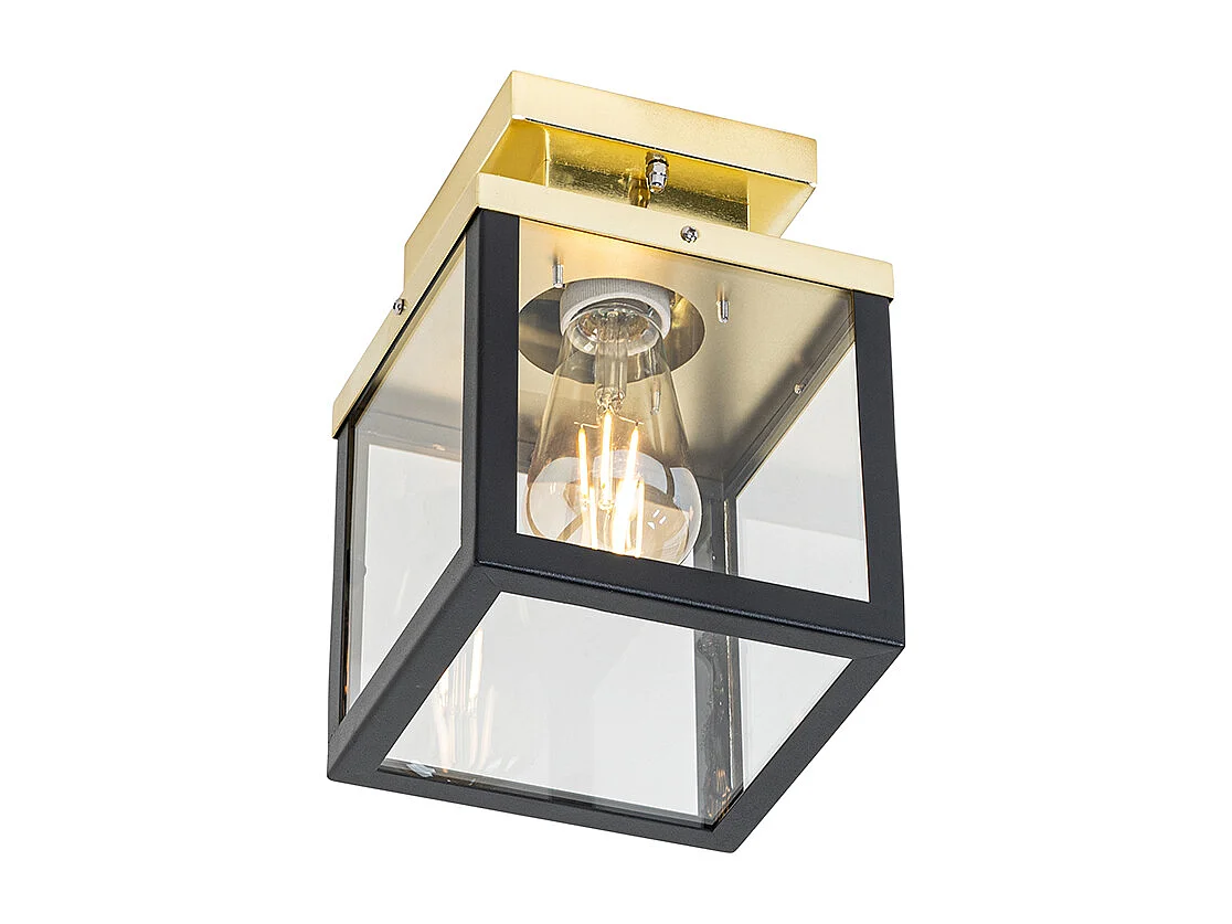 Plafonnier d'extérieur industriel noir et doré - Rotterdam