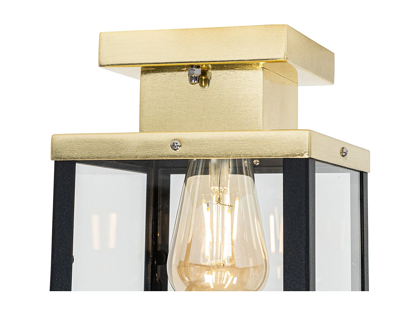 Plafonnier d'extérieur industriel noir avec or - Rotterdam