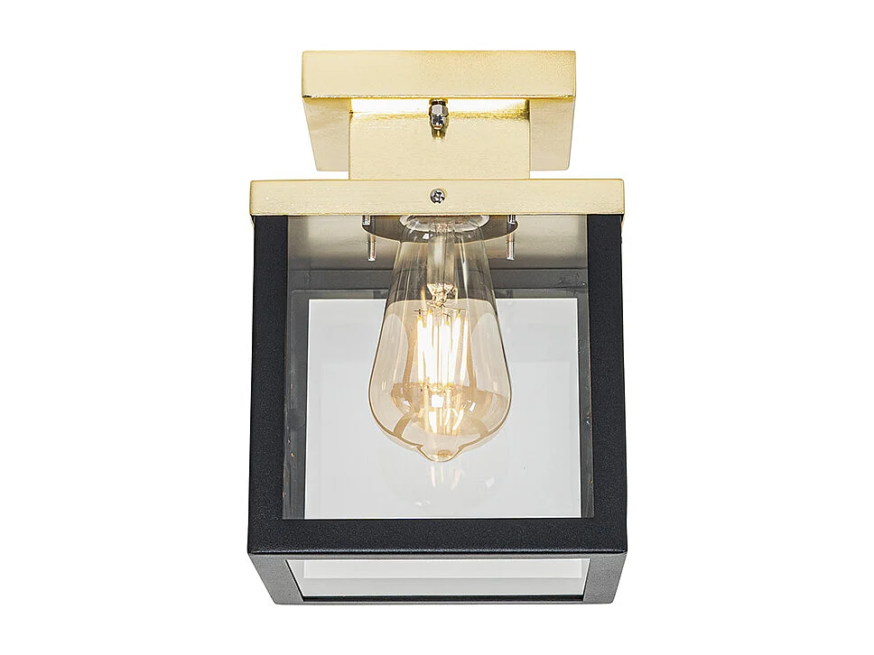 Plafonnier d'extérieur industriel noir avec or - Rotterdam