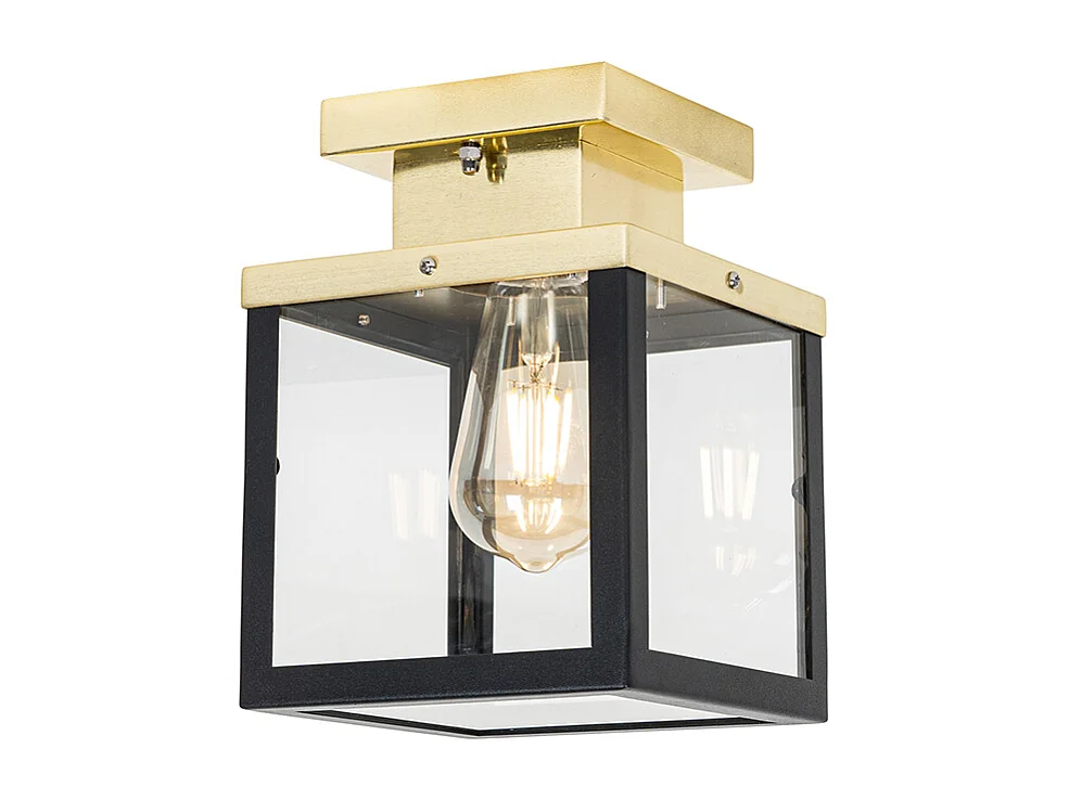 Plafonnier d'extérieur industriel noir avec or - Rotterdam