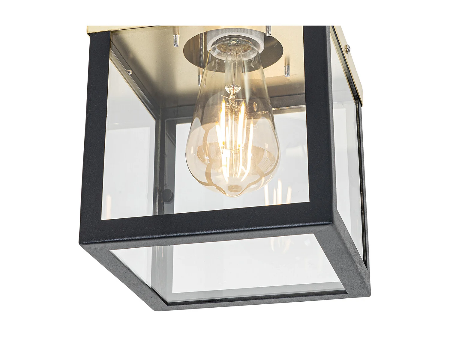 Plafonnier d'extérieur industriel noir avec or - Rotterdam