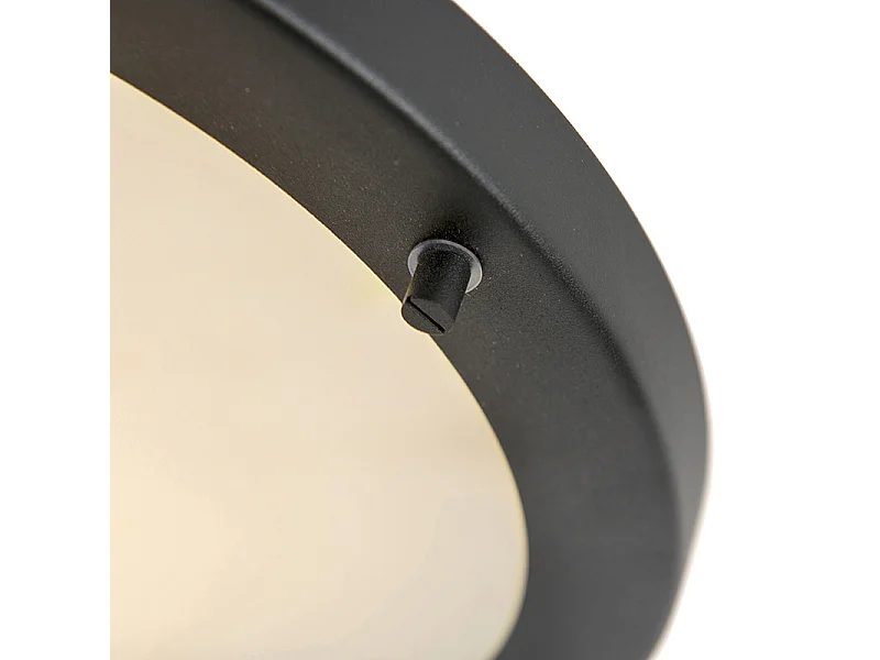 Plafonnier intelligent noir 31 cm avec WiFi A60 IP44 - Yuma