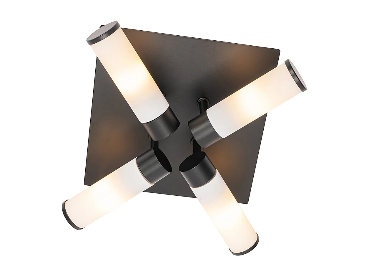 Plafonnier de salle de bain moderne noir 4 lumières IP44 - Bath