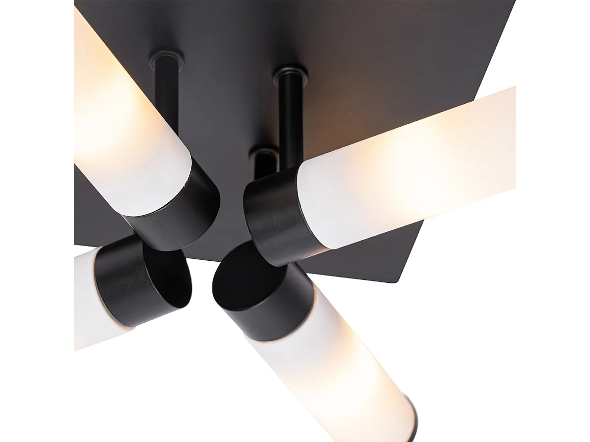 Plafonnier de salle de bain moderne noir 4 lumières IP44 - Bath