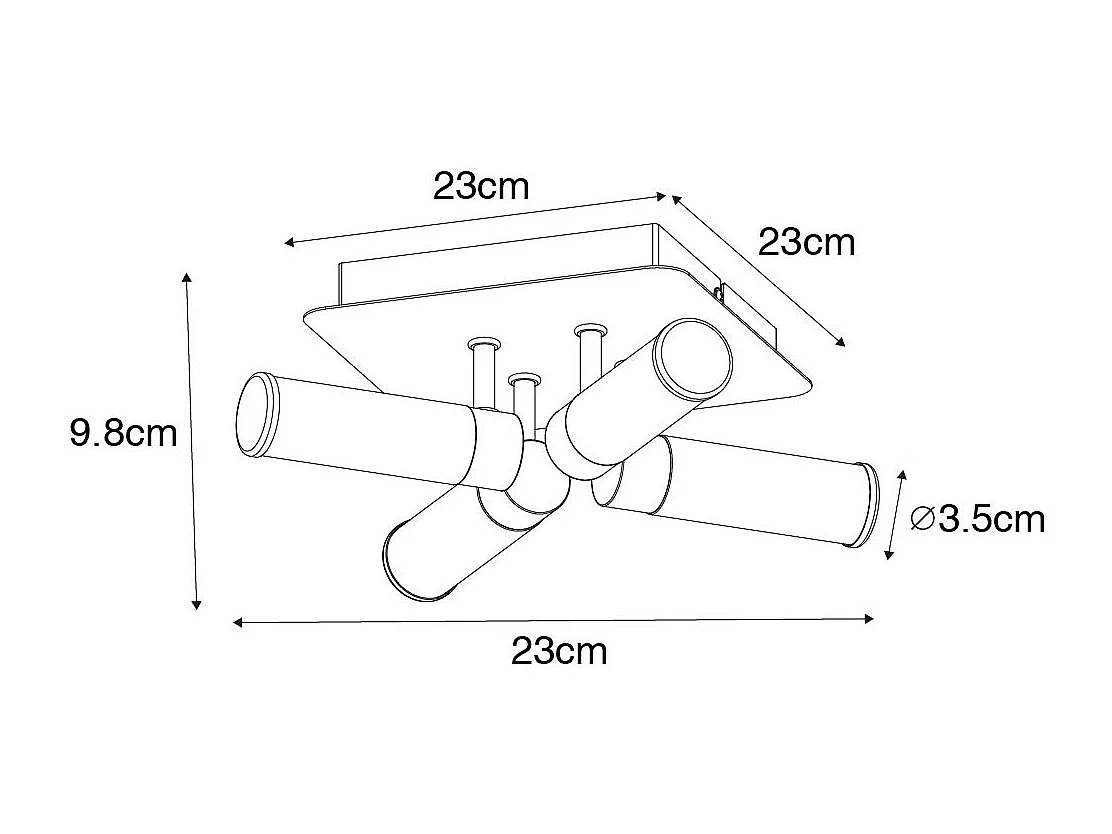 Plafonnier de salle de bain moderne noir 4 lumières IP44 - Bath