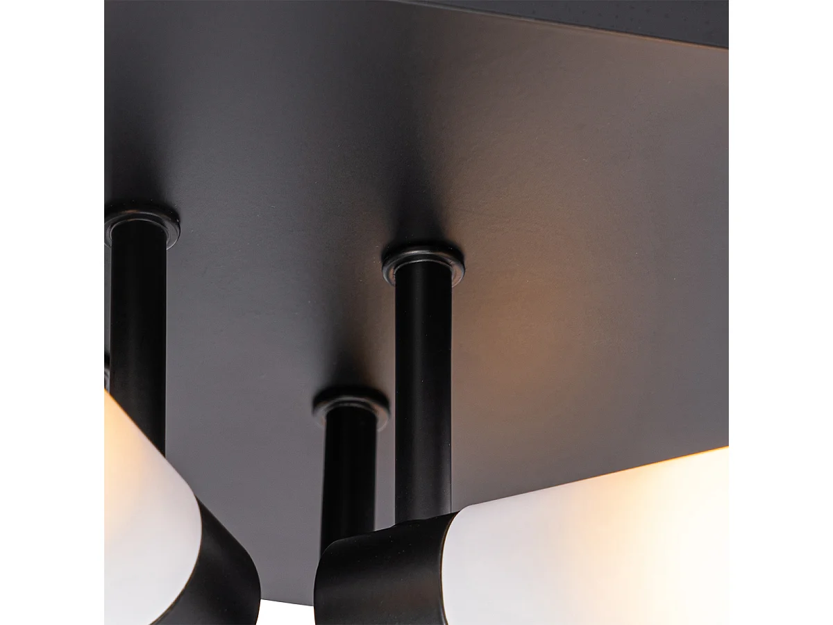 Plafonnier de salle de bain moderne noir 4 lumières IP44 - Bath