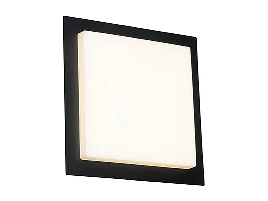 Plafonnier moderne noir carré avec LED IP44 - Lys