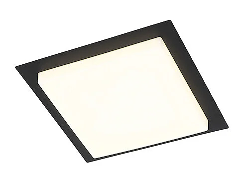 Plafonnier moderne noir carré avec LED IP44 - Lys