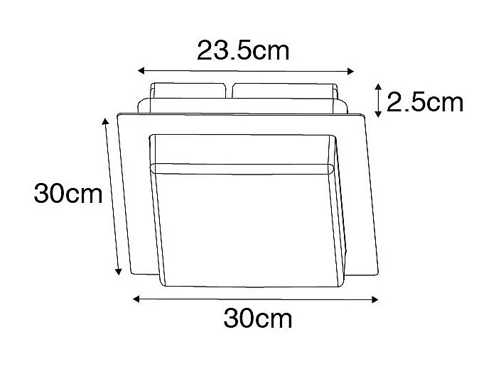 Plafonnier moderne noir carré avec LED IP44 - Lys