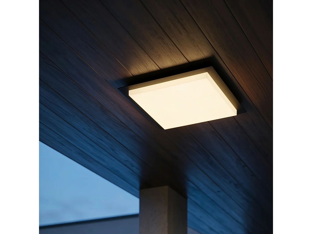 Plafonnier moderne noir carré avec LED IP44 - Lys