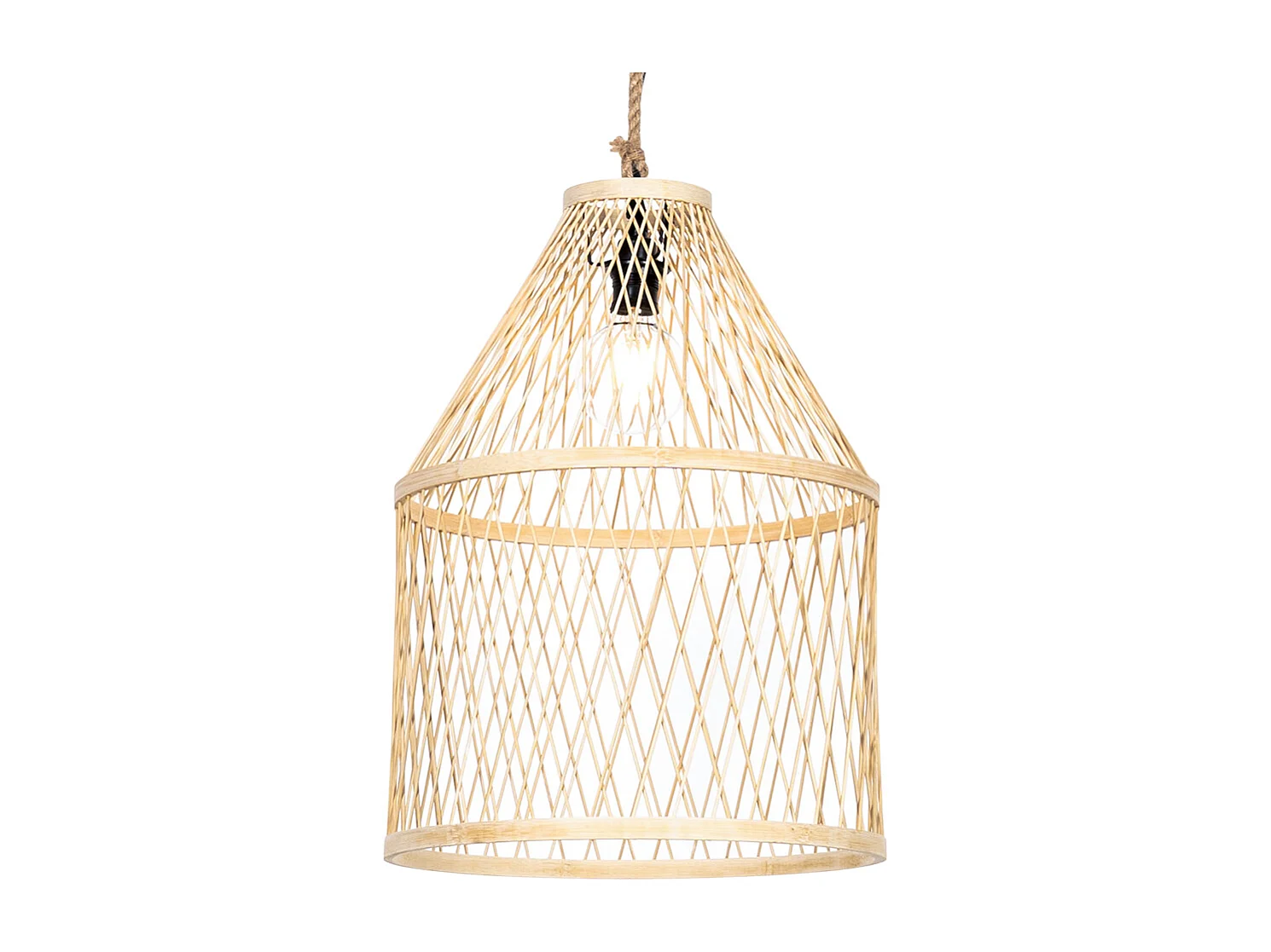 Lampe suspendue d'extérieur rurale en rotin 40x55 cm - Calamus