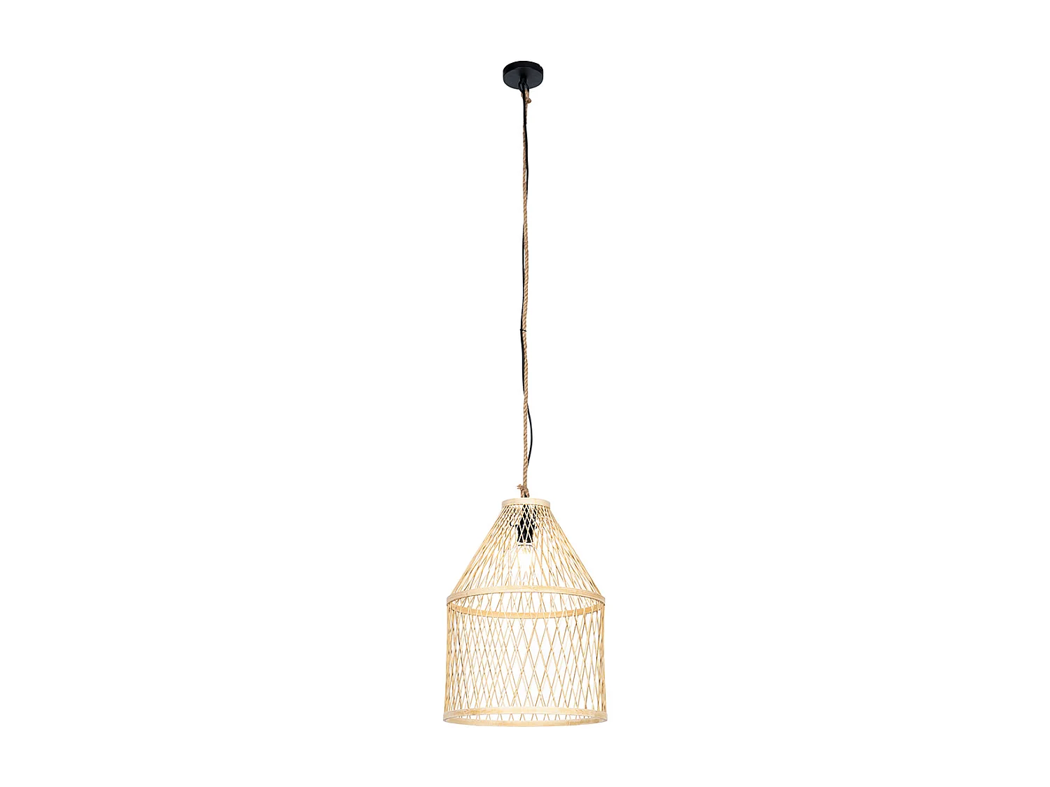 Lampe suspendue d'extérieur rurale en rotin 40x55 cm - Calamus