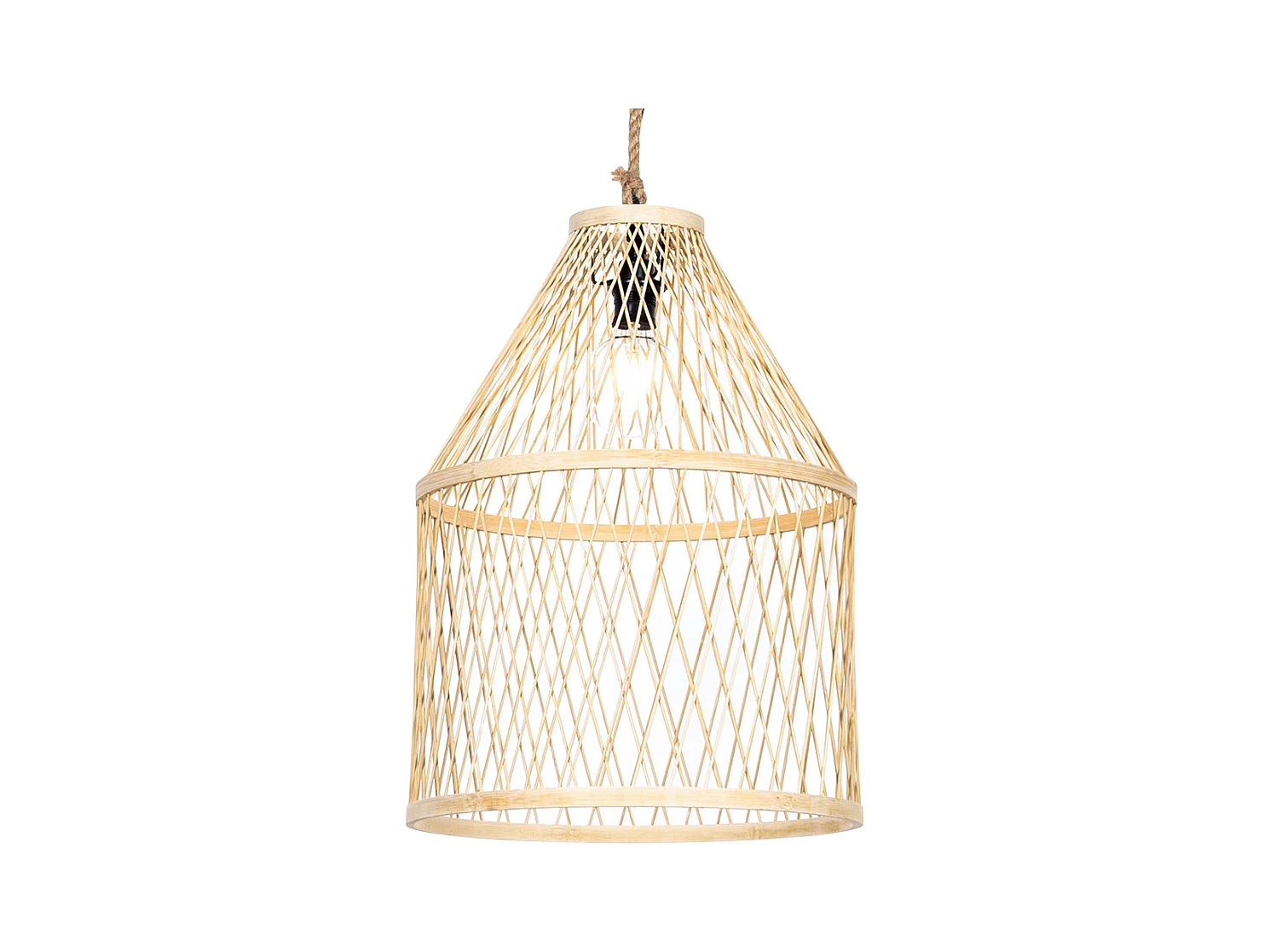 Lampe suspendue d'extérieur rurale en rotin 40x55 cm - Calamus