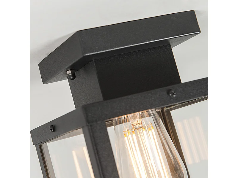 Plafonnier d'extérieur industriel noir 1 lumière - Rotterdam