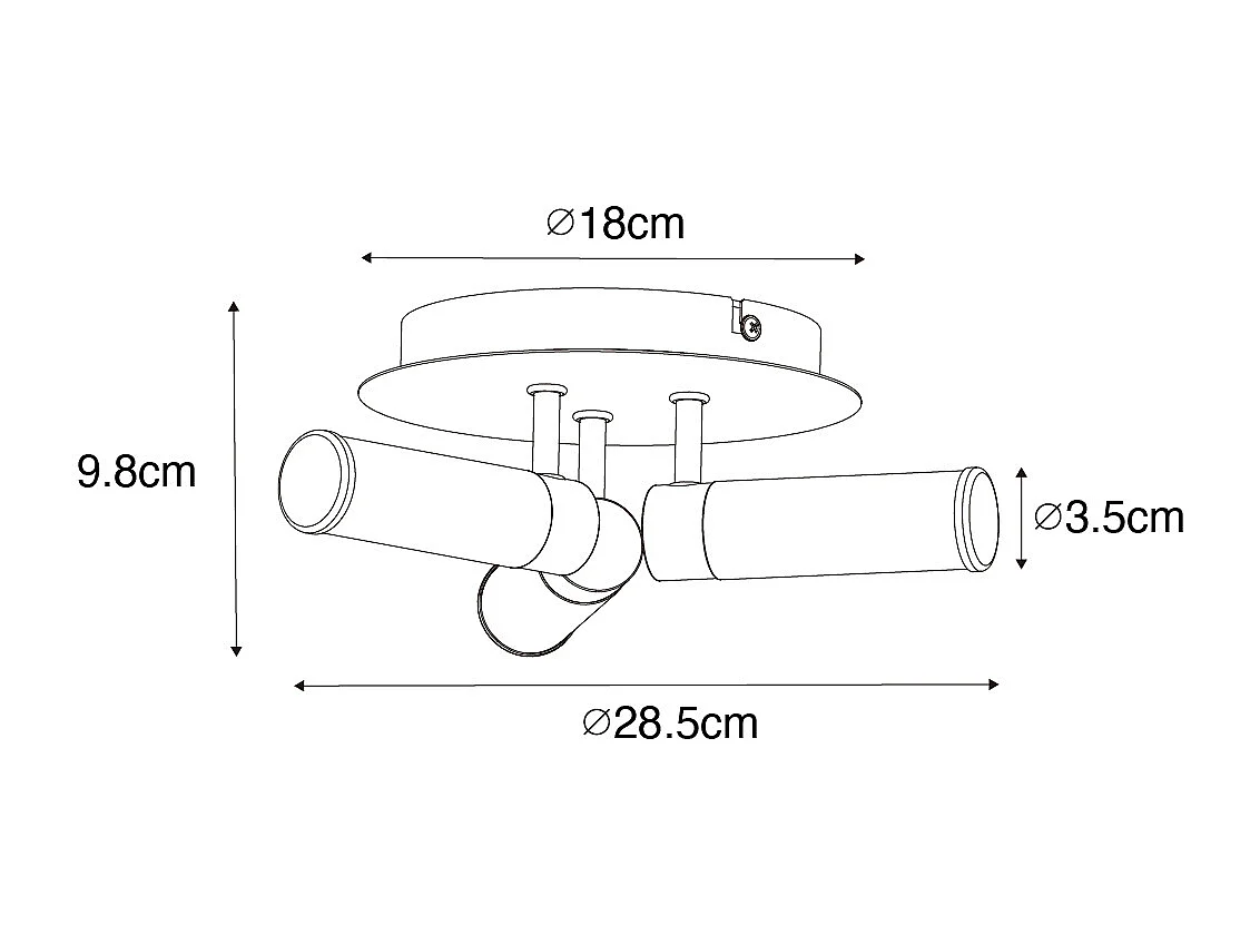 Plafonnier de salle de bain moderne en laiton 3 lumières IP44 - Bath