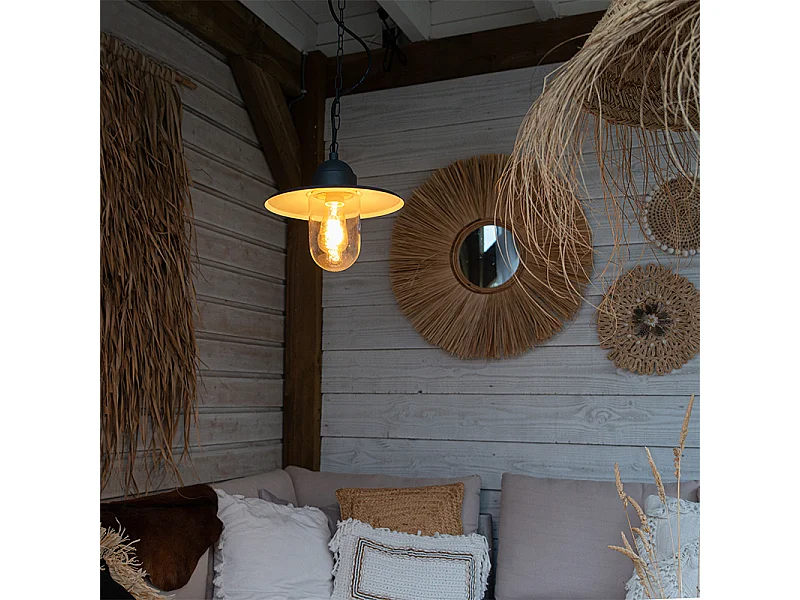 Lampe suspendue rurale d'extérieur anthracite IP44 - Kansas graphite