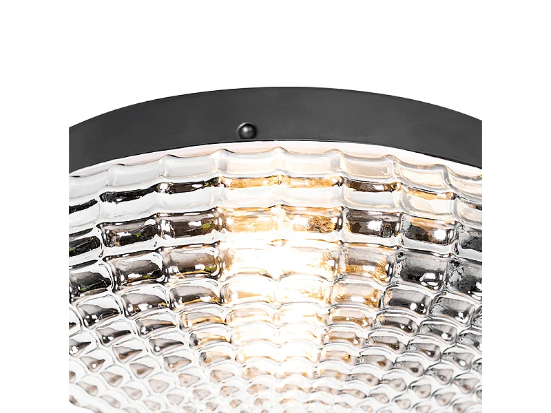 Plafonnier classique noir avec verre fumé 30 cm IP44 - Nohmi