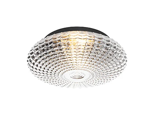 Plafonnier classique noir avec verre fumé 35 cm IP44 - Nohmi