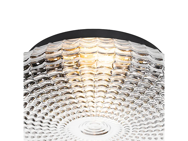 Plafonnier classique noir avec verre fumé 35 cm IP44 - Nohmi