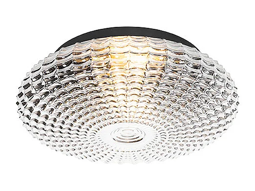 Plafonnier classique noir avec verre fumé 35 cm IP44 - Nohmi