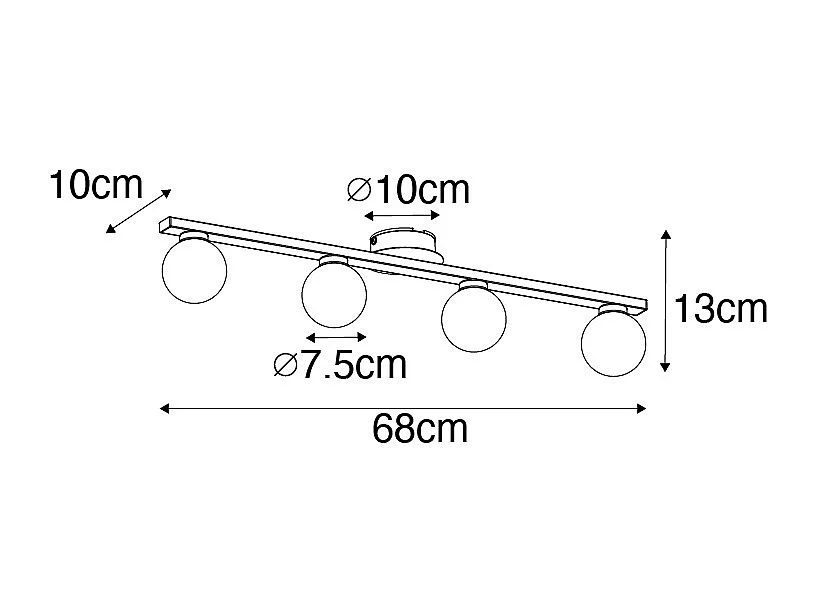 Plafonnier moderne en laiton IP44 4 lumières - Cederic