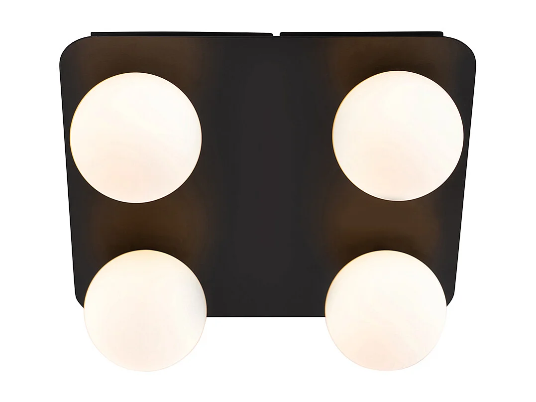 Plafonnier de salle de bain moderne noir carré 4 lumières - Cederic