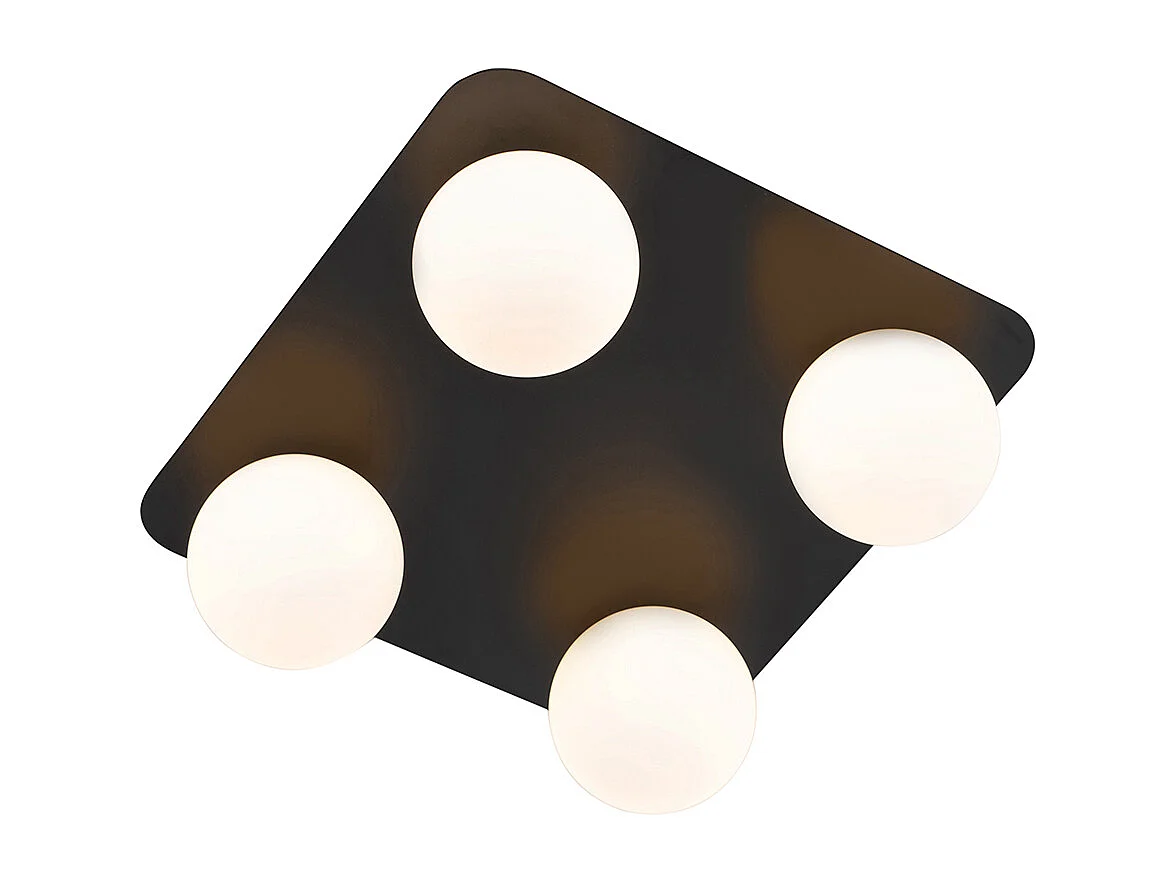 Plafonnier de salle de bain moderne noir carré 4 lumières - Cederic