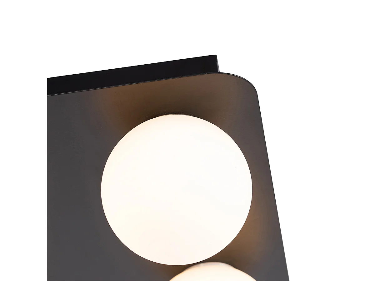 Plafonnier de salle de bain moderne noir carré 4 lumières - Cederic