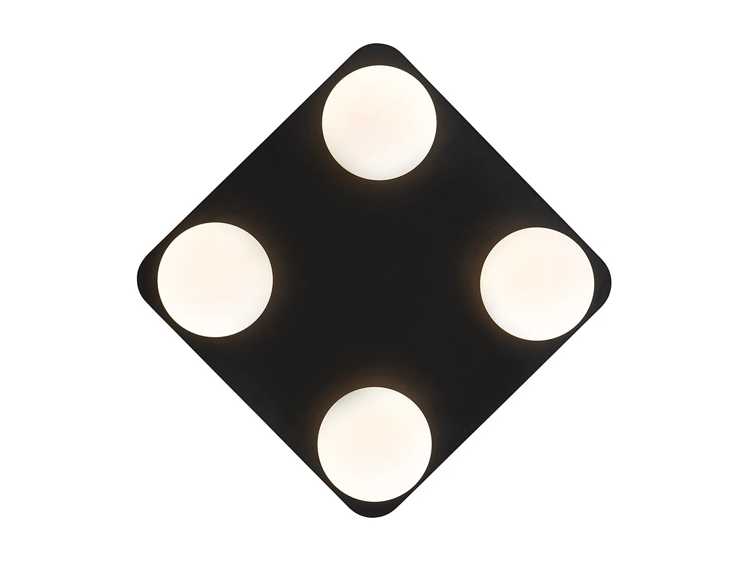 Plafonnier de salle de bain moderne noir carré 4 lumières - Cederic