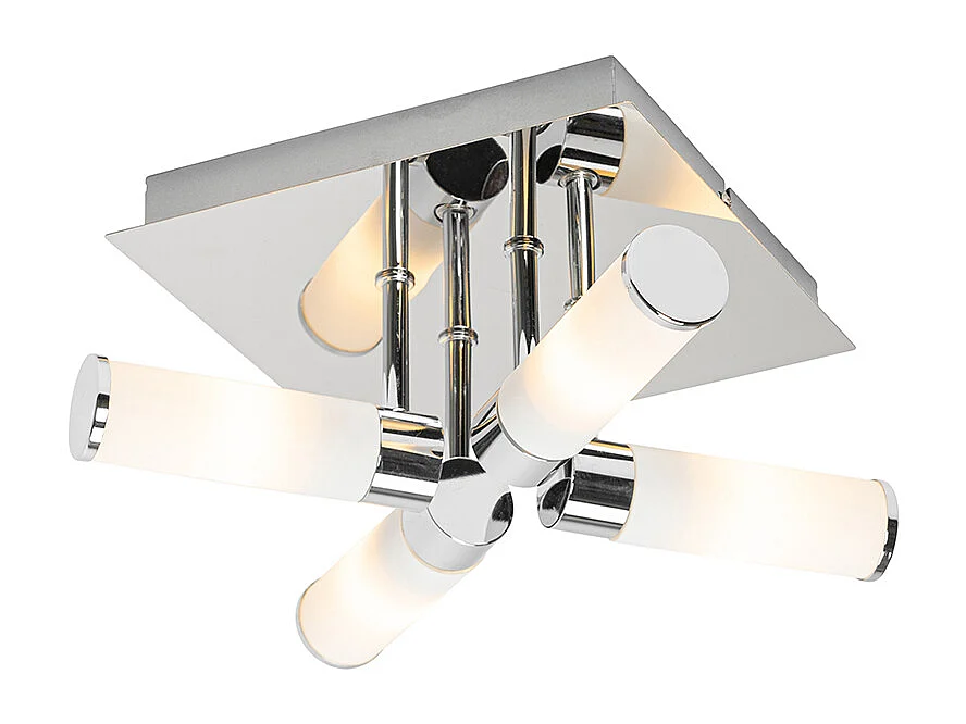 Plafonnier de salle de bain moderne chrome 4 lumières IP44 - Bath
