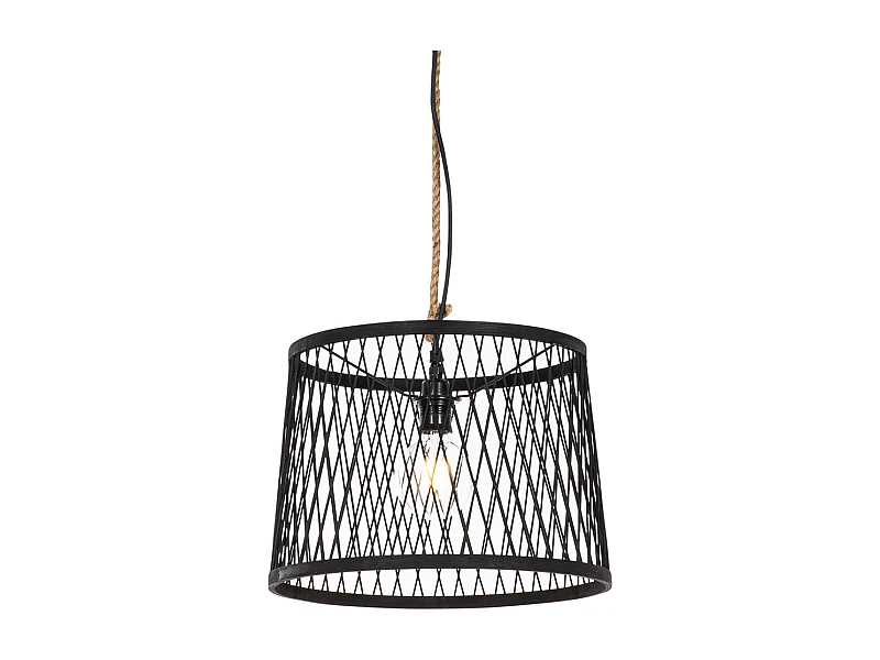 Suspension d'extérieur rustique en rotin noir 40 cm - Calamus