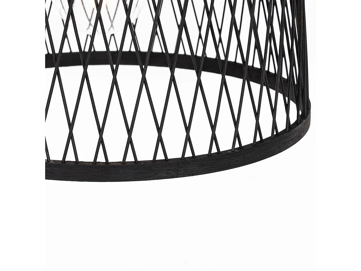 Lampe suspendue d'extérieur rurale en rotin noir 40 cm - Calamus