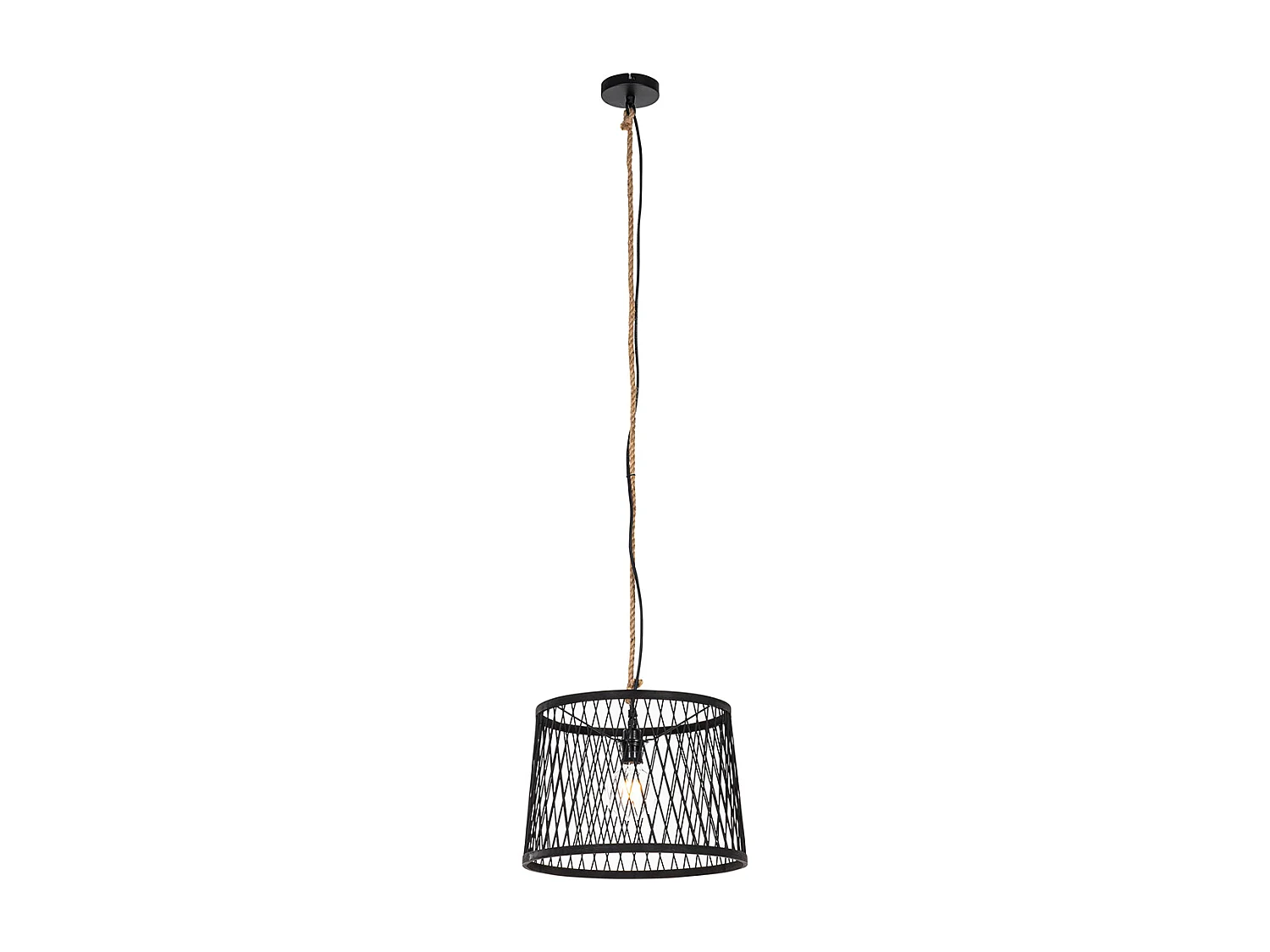 Lampe suspendue d'extérieur rurale en rotin noir 40 cm - Calamus