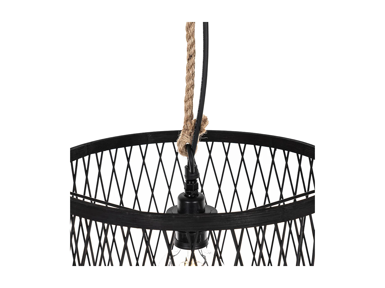 Lampe suspendue d'extérieur rurale en rotin noir 40 cm - Calamus